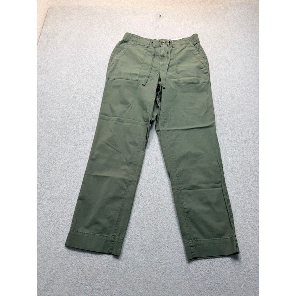 Sonoma Womens Olive Green High Waisted Utility Cropped Pants Size M Drawstring